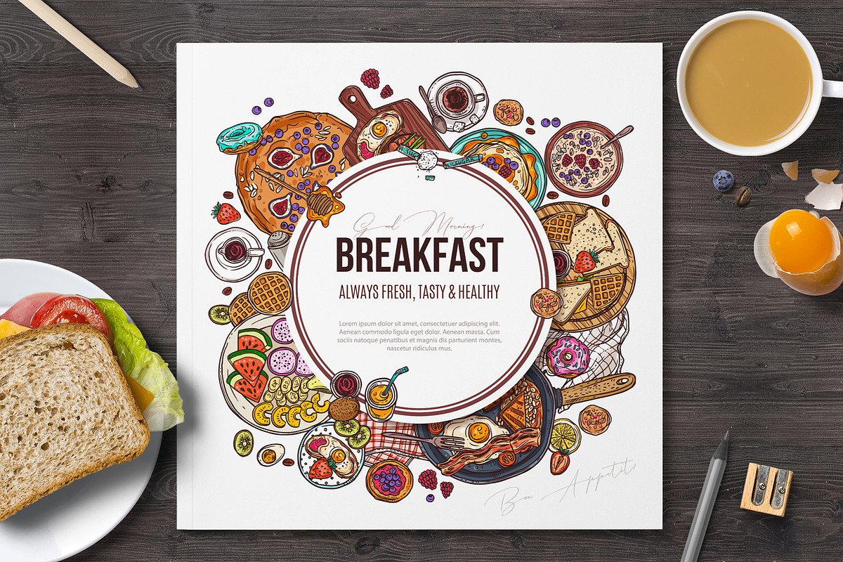 Breakfast Time Doodle Collection, a Decorative Illustration by alexrockheart (Photo 8 of 9)