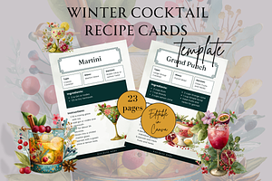 WINTER COCKTAIL RECIPE CARDS, a Marketing Template by Daring Digies
