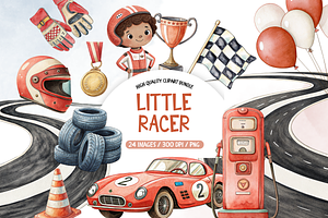 Watercolor Little Racer Clipart, an Illustration by TatiMockup