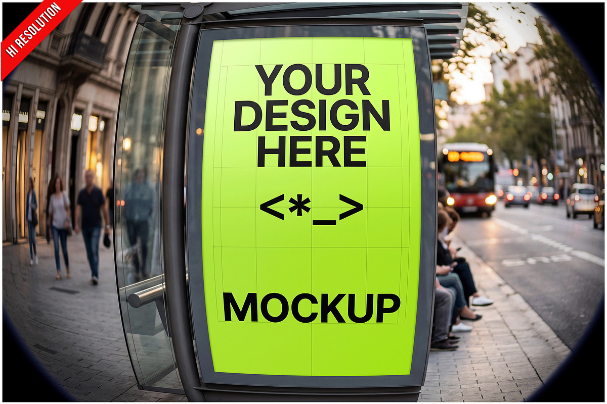 Billboard Mockup Fisheye Lens PSD, a Wearable Device Mockup by Bruno's Shop (Photo 1 of 3)
