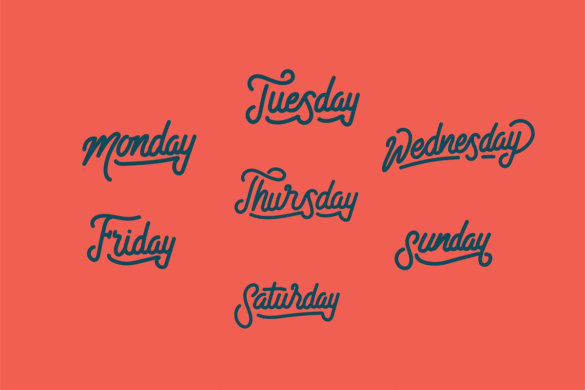 Days of the Week Lettering, an Object Graphic by SkutSkuy Graphic  (Photo 2 of 2)