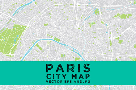 Paris city map. Vector and Jpg