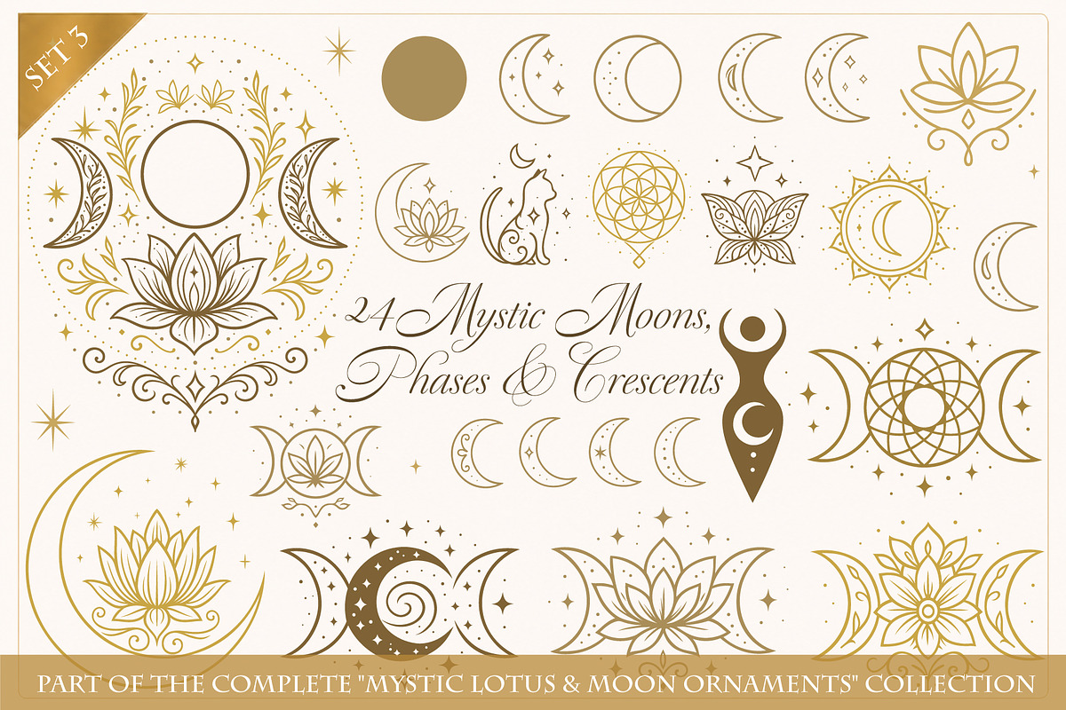 Mystic Moon Symbols & Ornaments Set, an Object Graphic by Christine Krahl (Photo 1 of 5)