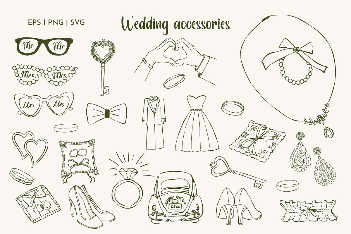 Coquette Ink Wedding Day Bundle, an Object Illustration by KathrineWatercolor (Photo 9 of 14)
