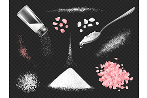Sea salt powder. Pink and white salt, a Food Illustration by Frogella