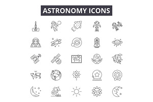 Astronomy Line Icons For Web And