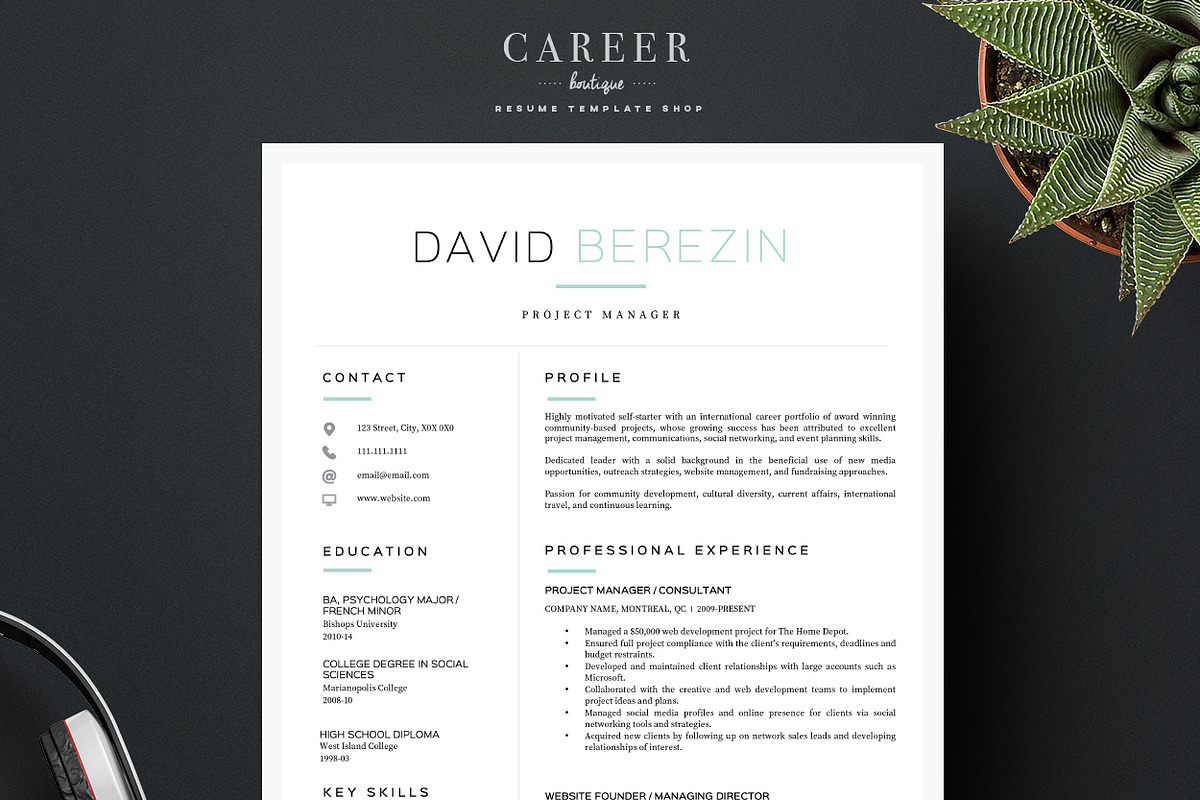 Modern resume & CoverLetter Template, a Resume Template by careerboutique (Photo 4 of 6)