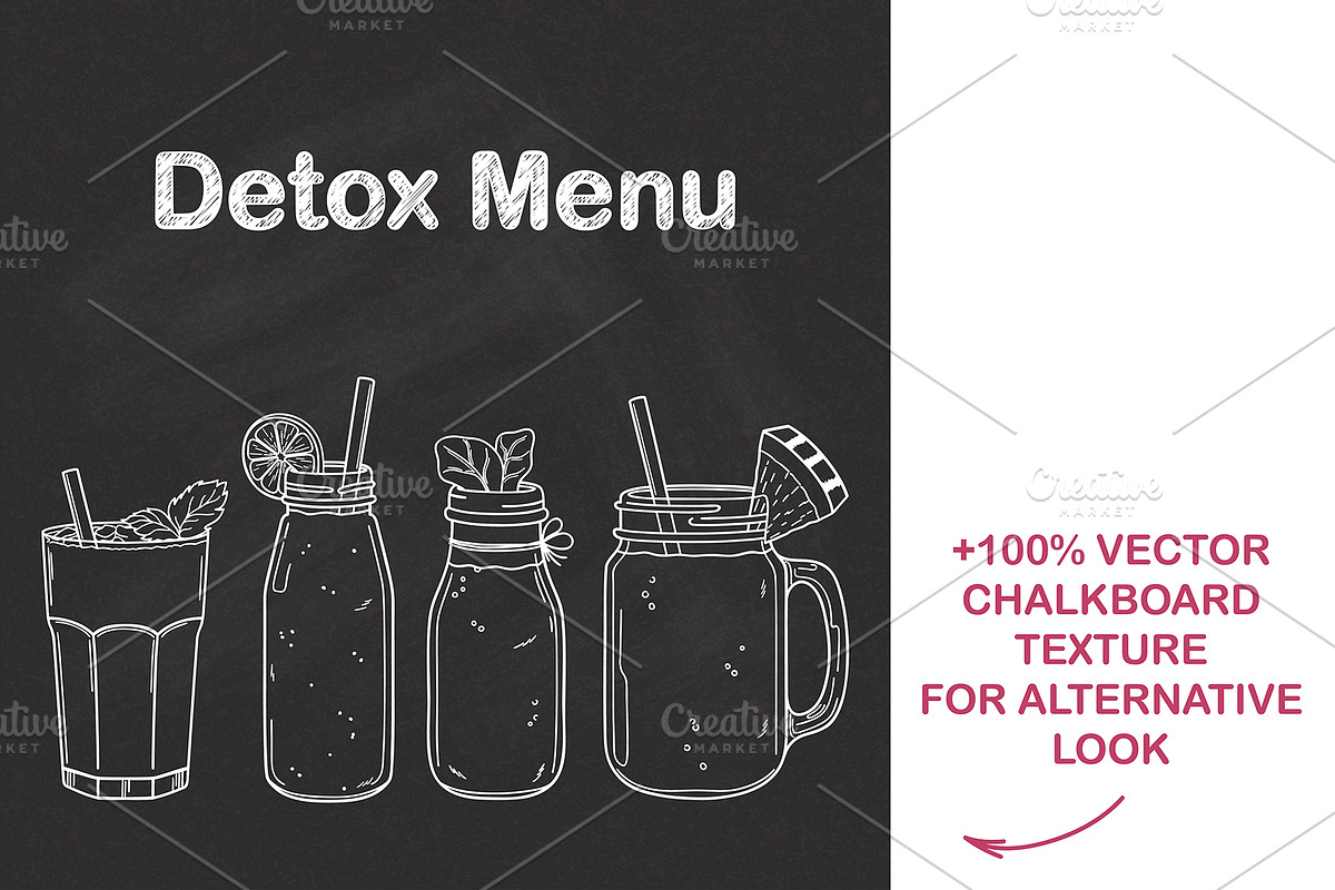 Healthy drinks hand drawn vector set, a Background Graphic by InkySplash (Photo 3 of 4)