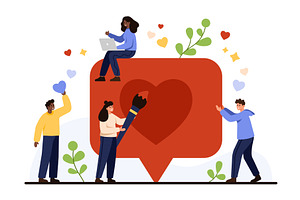 People Engaging With Social Like, a Technology Illustration by Flashvector
