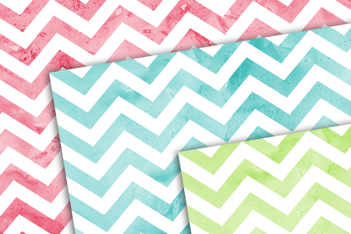 Watercolor Chevron Digital Paper preview 2