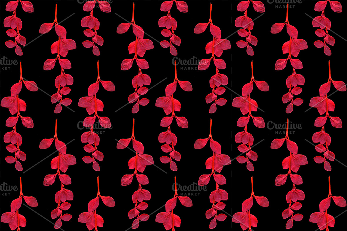 Tropical liana red leaves seamless, a Pattern Graphic by Nikelser (Photo 3 of 3)