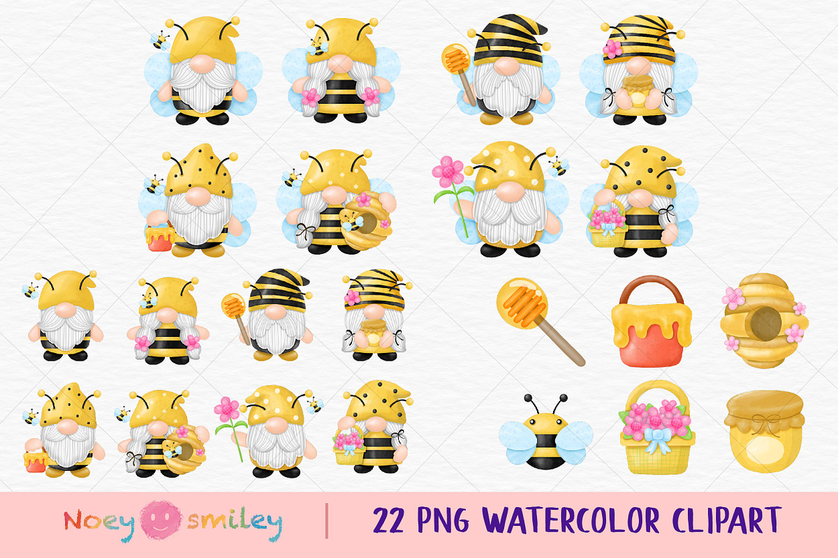Gnomes Honey Bee Watercolor, an Animal Illustration by Noey smiley (Photo 2 of 7)