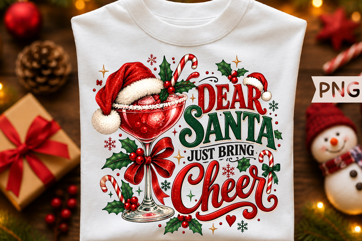 Dear Santa Just Bring Cheer PNG, a Seasonal Illustration by Creative Art (Photo 1 of 3)