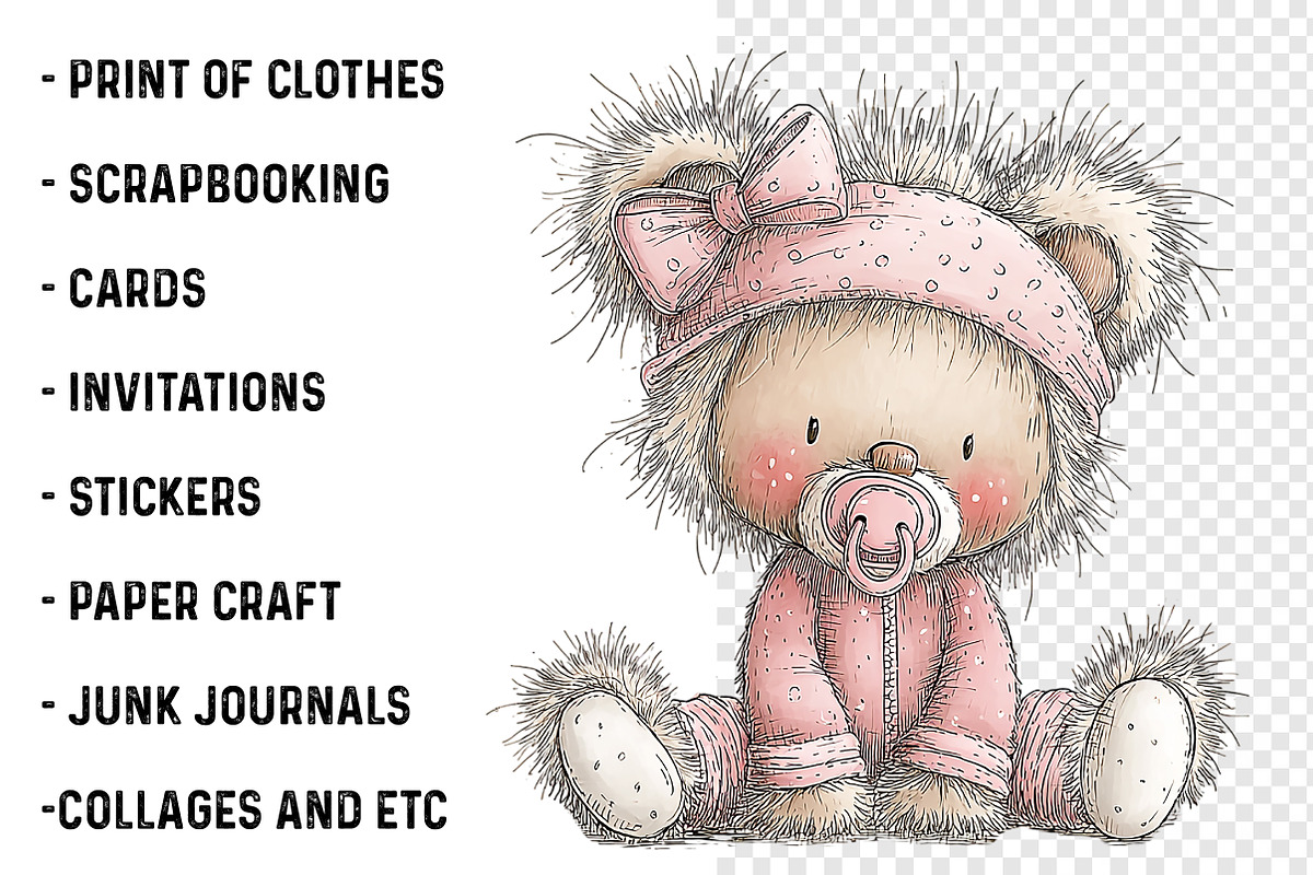 Watercolor Teddy Bear Clipart, an Illustration by SinaCreation (Photo 2 of 7)