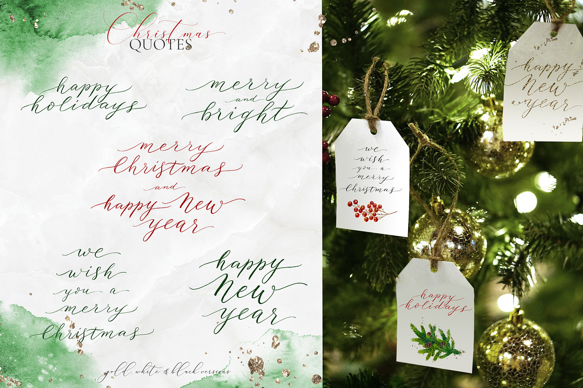 Merry Christmas watercolor set, a Decorative Illustration by MiraEl Art (Photo 6 of 9)