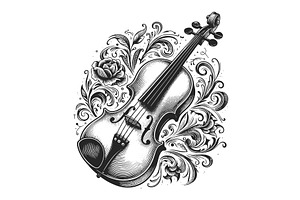 Ornate Violin With Detailed