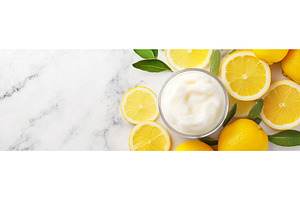 Fresh lemon slices and cream on, a Food & Drink Photo by Lermont51