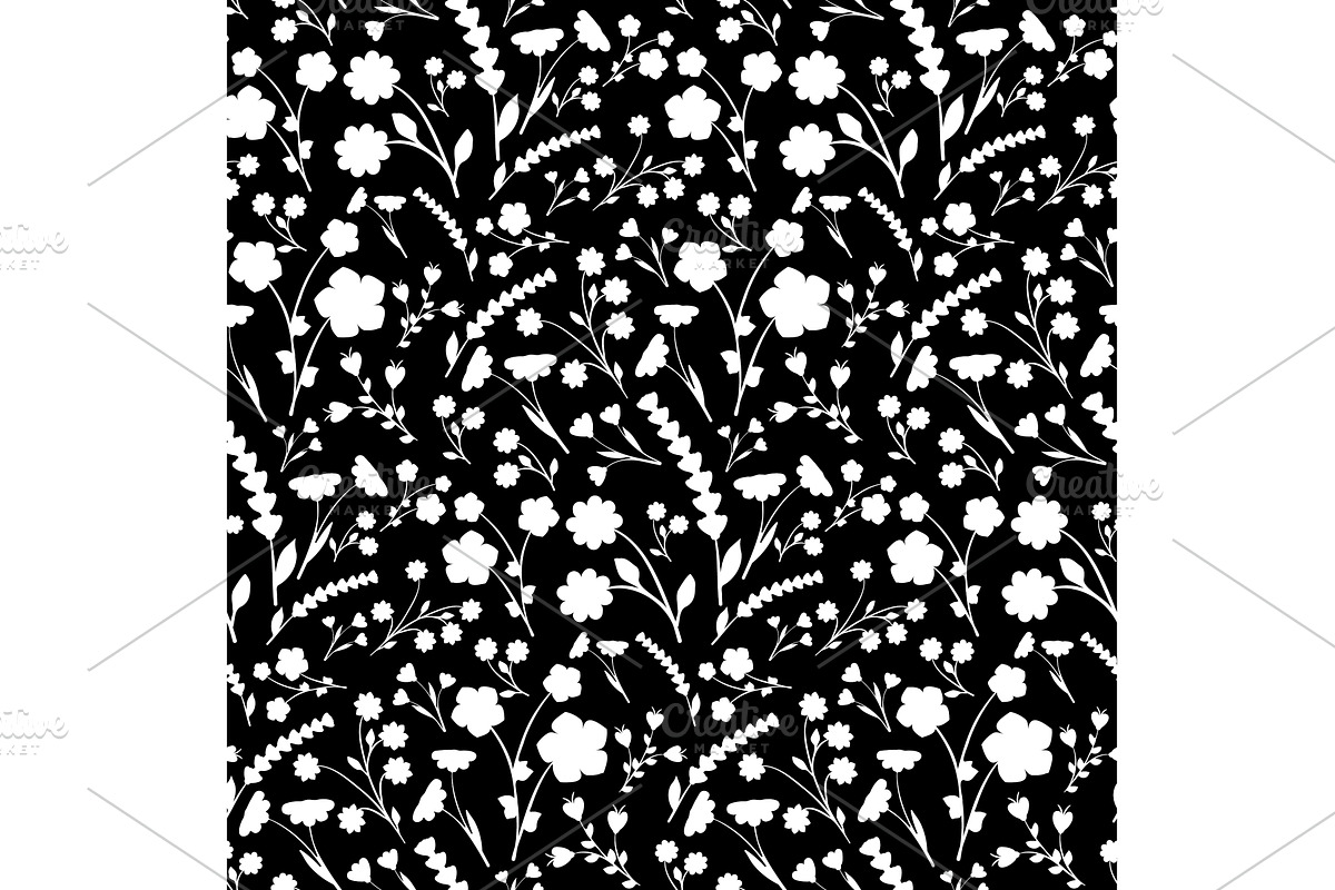 White floral seamless pattern on, an Illustration by okskukuruza