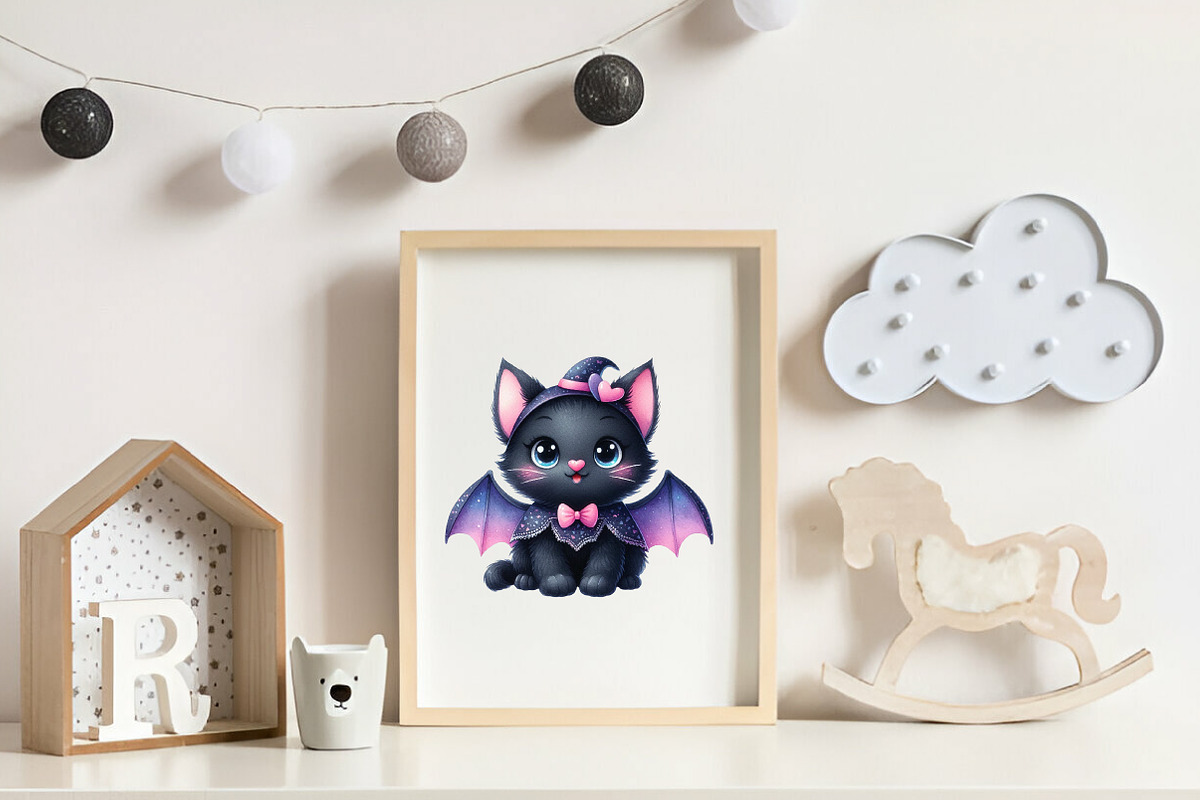 Nursery Halloween Black Cat Clipart, an Illustration by CreationArt (Photo 4 of 9)