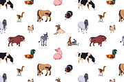 Farm animals set, seamless patterns, an Animal Illustration by PaperTrident (Thumbnail 4 of 4)