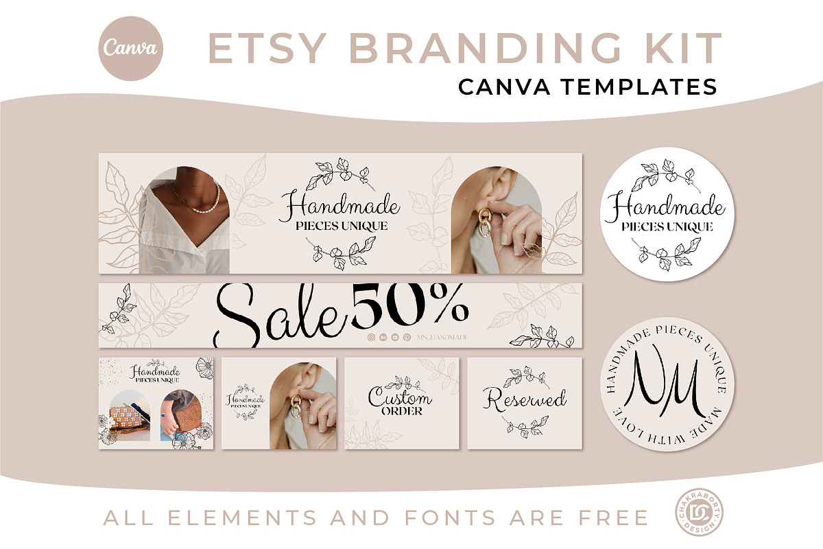 Editable ETSY shop branding kit, a Branding & Logo Template by Chakraborty Design (Photo 1 of 9)