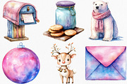 Watercolor Pastel Christmas Clipart, an Illustration by Canvas Craft (Thumbnail 3 of 8)