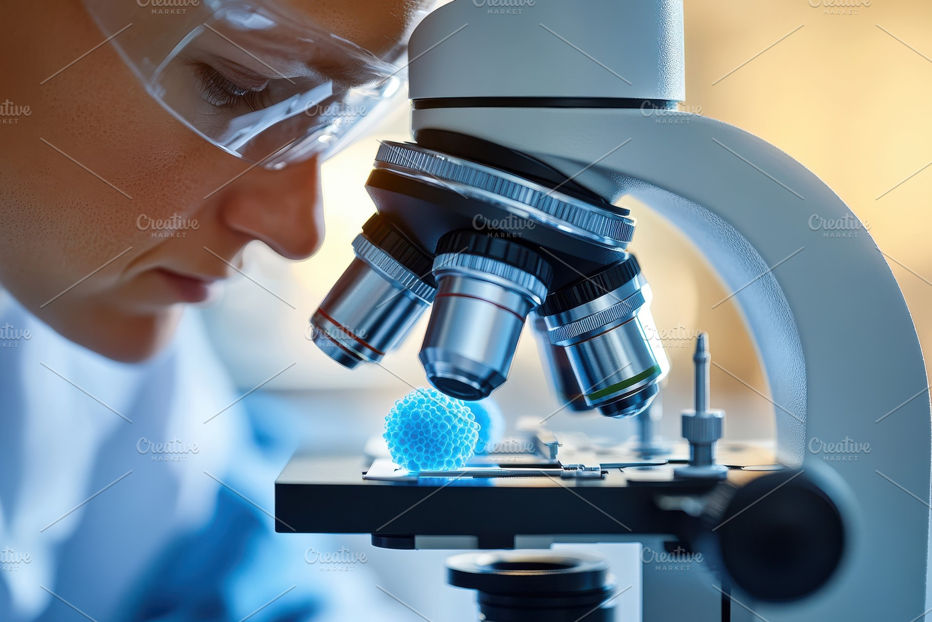 Researcher studies a spherical speci, a Health & Medical Photo by Pixeness Studio