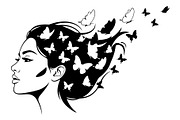 Woman Butterfly Hair Silhouette, an Object Illustration by yasushie (Thumbnail 19 of 31)