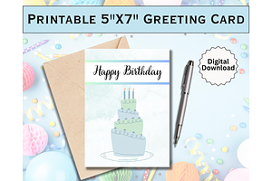 Happy Birthday Greeting Card, a Card Template by Pixels N Bows