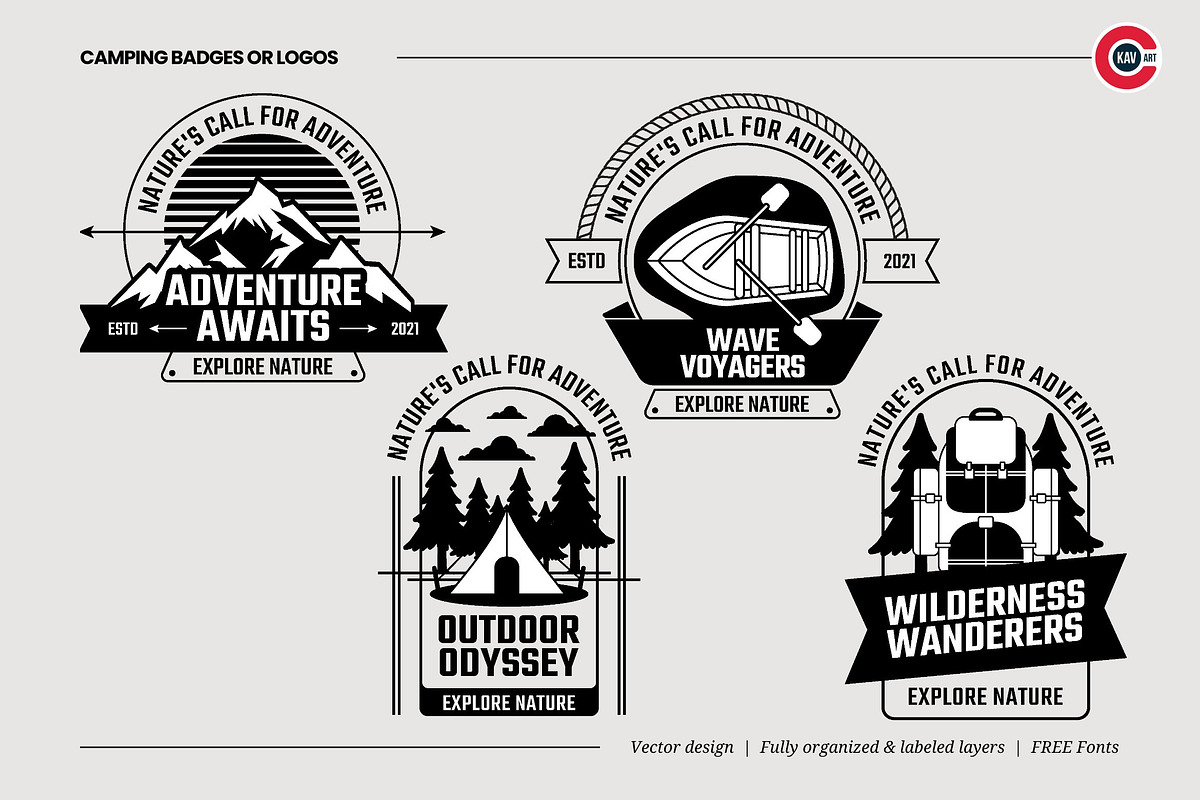 Badges or Emblem Logos for Camping, a Branding & Logo Template by C-Kav (Photo 1 of 8)