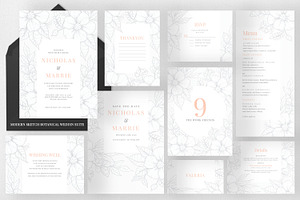 Modern Sketch Botanical Wedding Set, an Invitation Template by Azka Creative