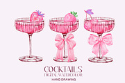 Pink cocktails hand drawing, a Food Illustration by Julia Bogdan (Thumbnail 5 of 6)