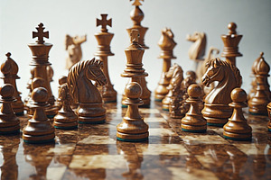 chess battle on chessboard, a Photo by ComfortQ