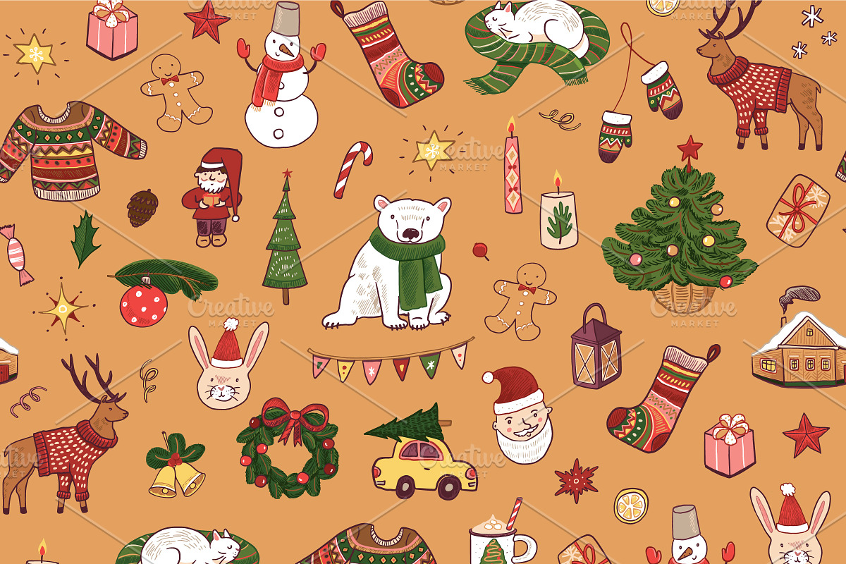 Merry Christmas illustrations set., a Seasonal Illustration by GooseFrol (Photo 5 of 8)