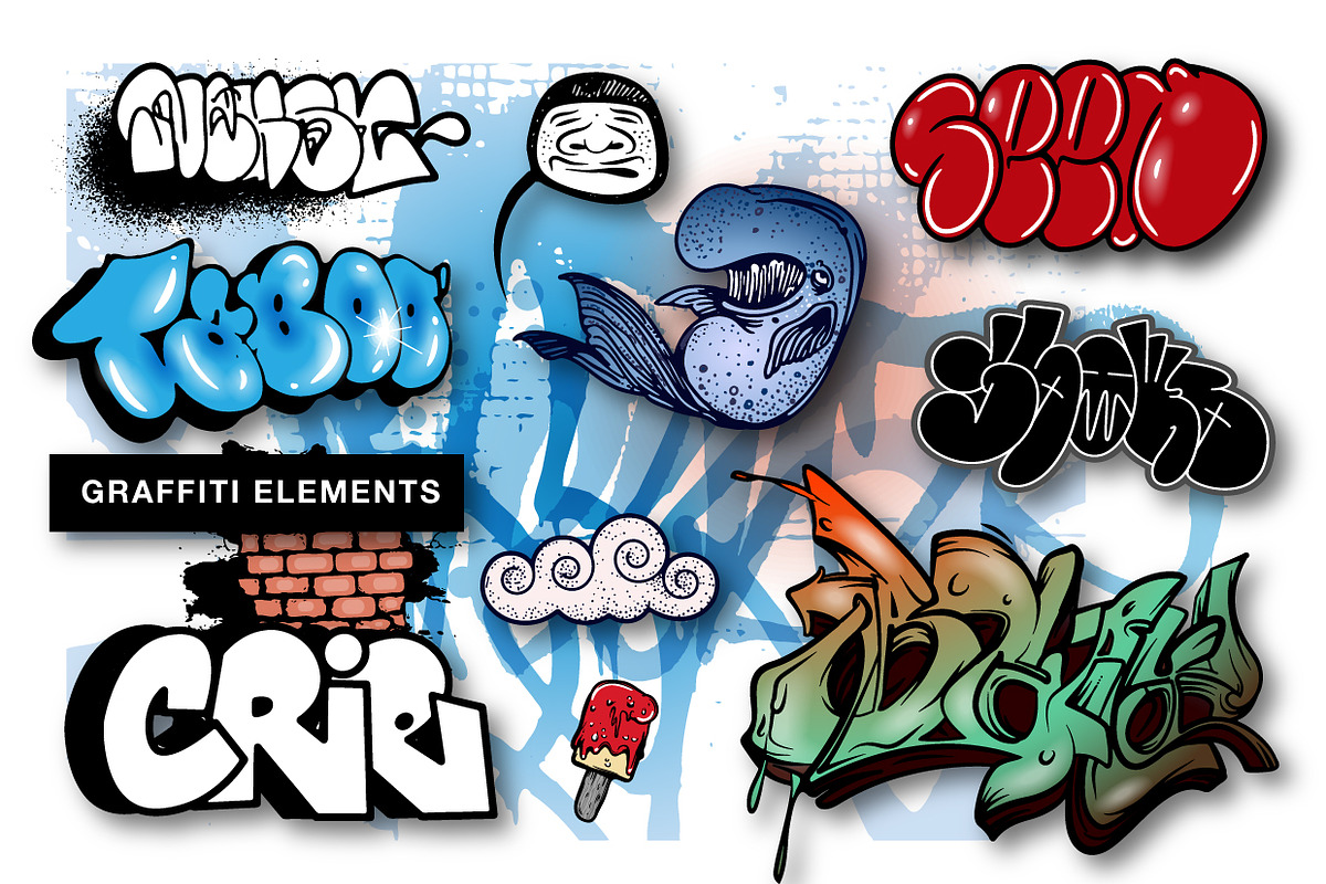 Graffiti Elements Vector Bundle, an Object Illustration by Vector Clash (Photo 2 of 5)