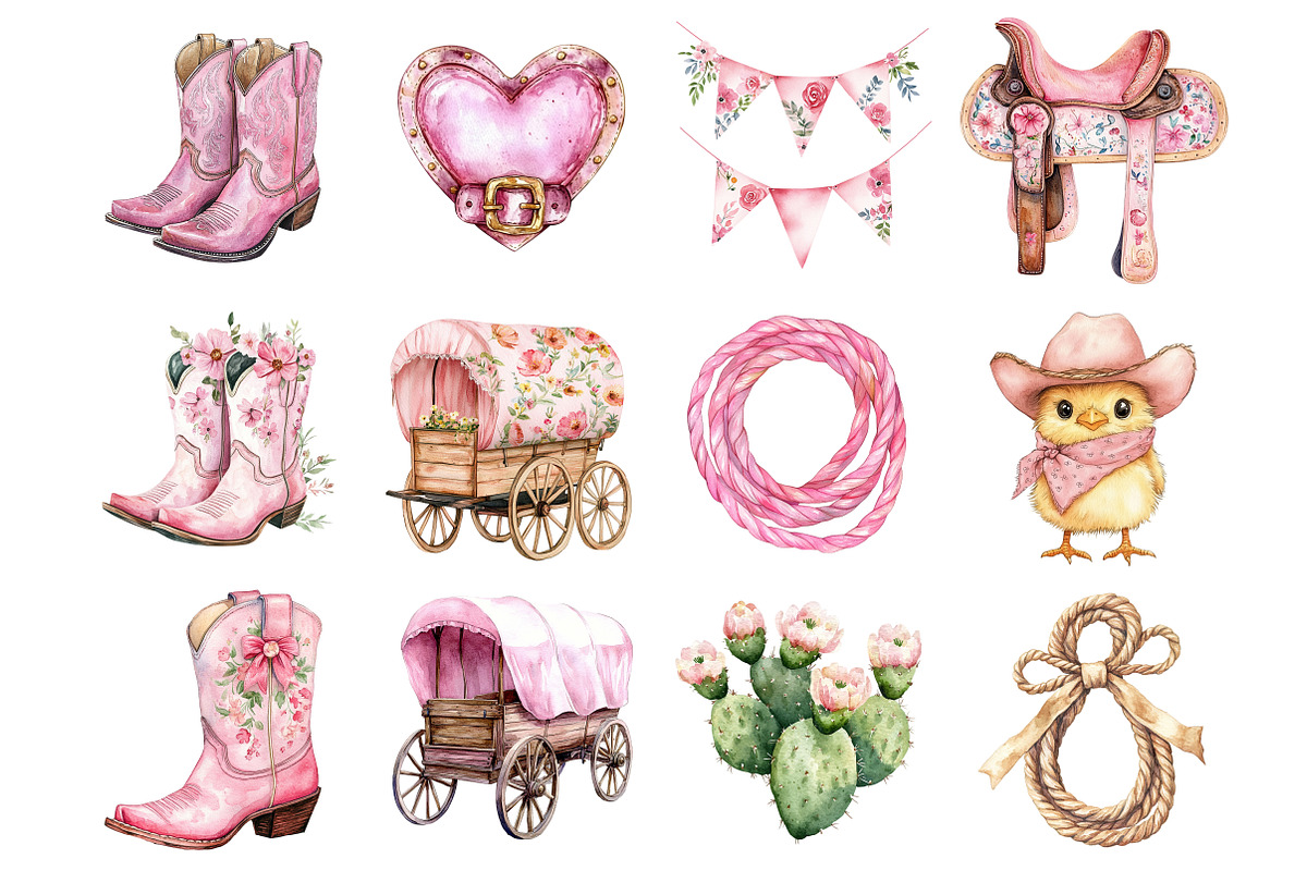 Watercolor Cowgirl Clipart, a Seasonal Illustration by Design Market (Photo 4 of 5)