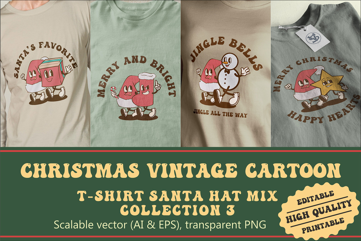 Christmas Santa Hat Mix Cartoon, an Illustration by vectstudio (Photo 1 of 5)