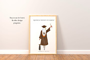 Graduation Girl with Dog Clipart Set, a Person Illustration by ColorfulPT (Thumbnail 4 of 9)