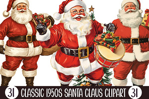 Classic 1950s Santa Claus Clipart, an Illustration by Designking