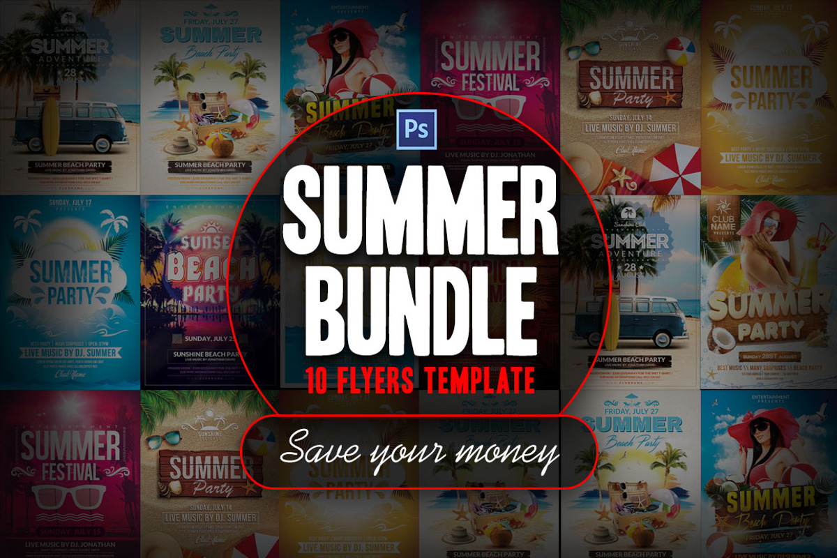 Summer Bundle Flyer Template, a Flyer Template by Briell Design (Photo 1 of 3)