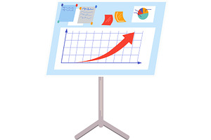 Arrow graph chart on business board, a Finance Illustration by vectorpointstudio