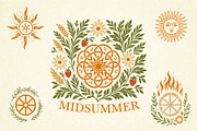 Midsummer Folk Symbols Vector Set, a Seasonal Illustration by Christine Krahl (Thumbnail 7 of 11)