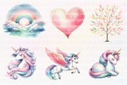 Cute Magical Unicorn Clipart, an Illustration by CreationArt (Thumbnail 2 of 5)
