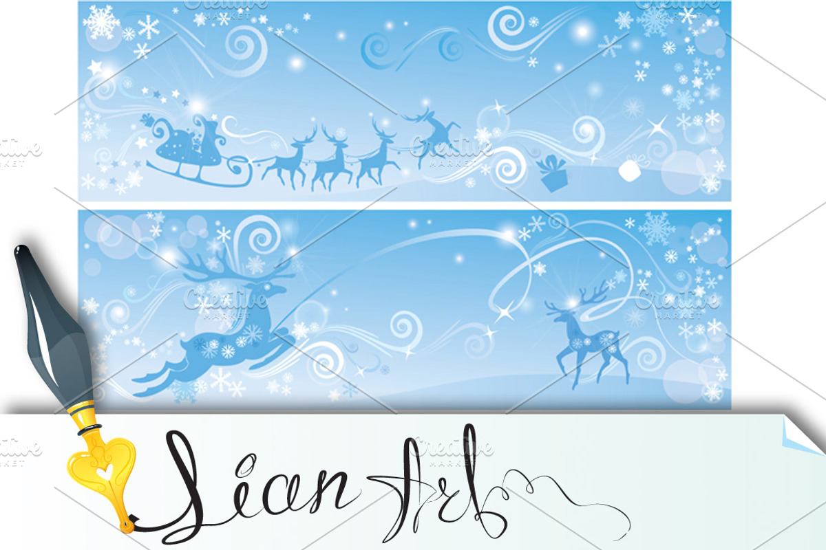 Set of Christmas and New Year banner, an Invitation Template by Lian-art