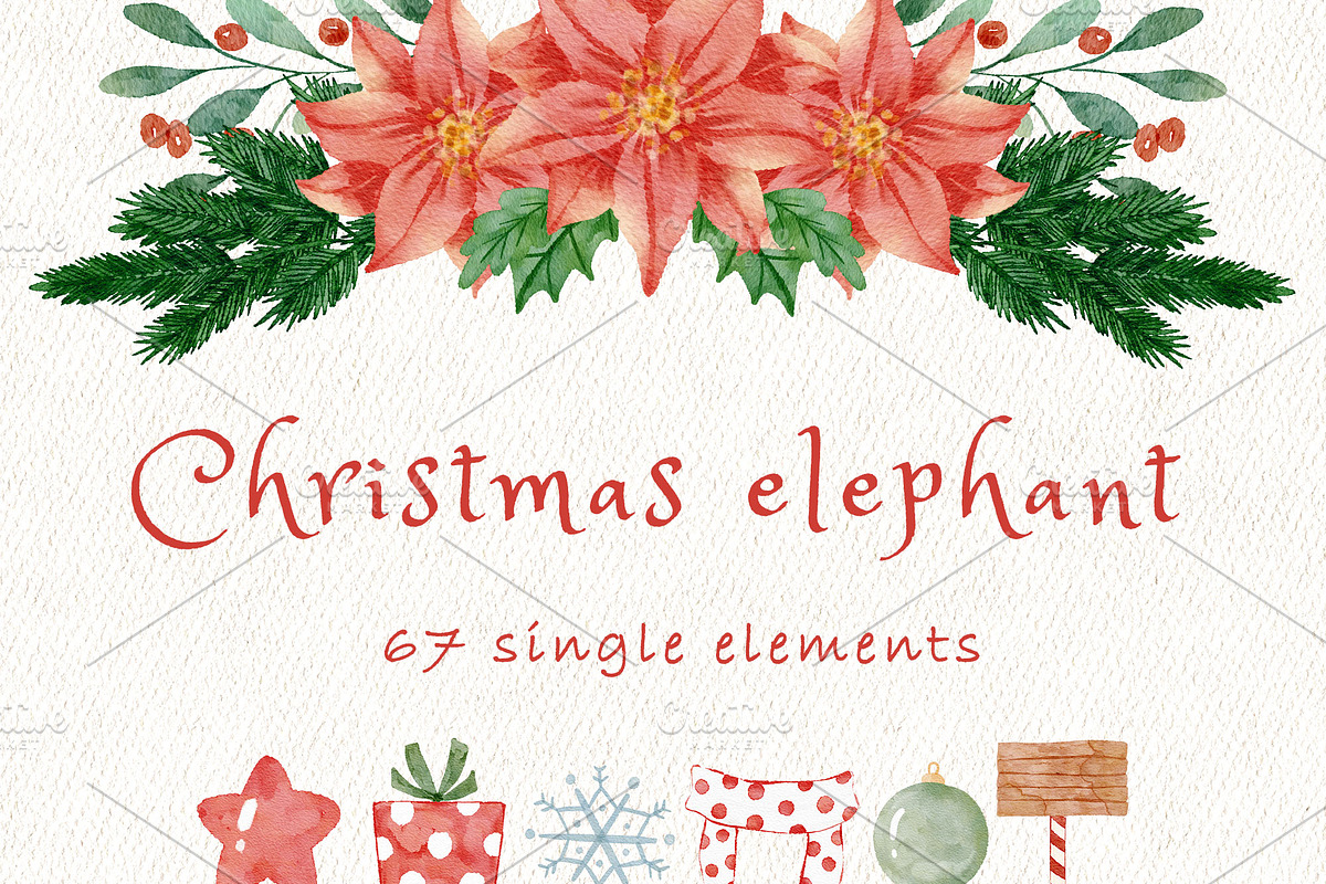 Christmas baby elephant, an Animal Illustration by heyiamalice (Photo 7 of 12)