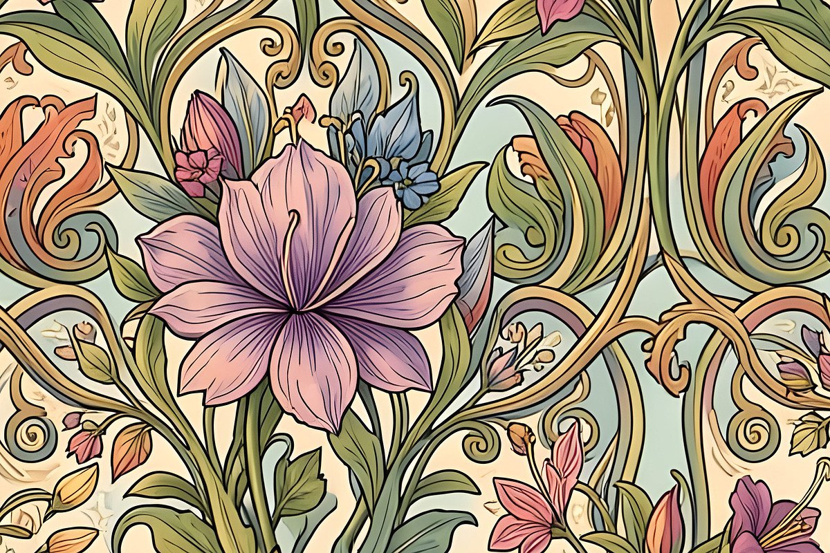 Vintage Decor Floral Background, a Decorative Illustration by Sharon Schwalbe (Photo 4 of 6)