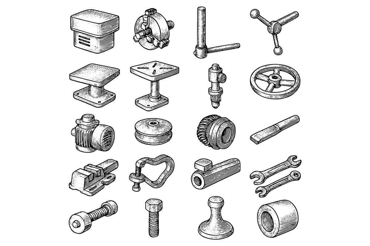 Mechanical Components and Tools Set, an Object Graphic by RT Studio (Photo 3 of 3)