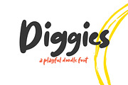 Diggies - A Playful Doodle Font, a Script Font by Weape Studio (Thumbnail 1 of 8)