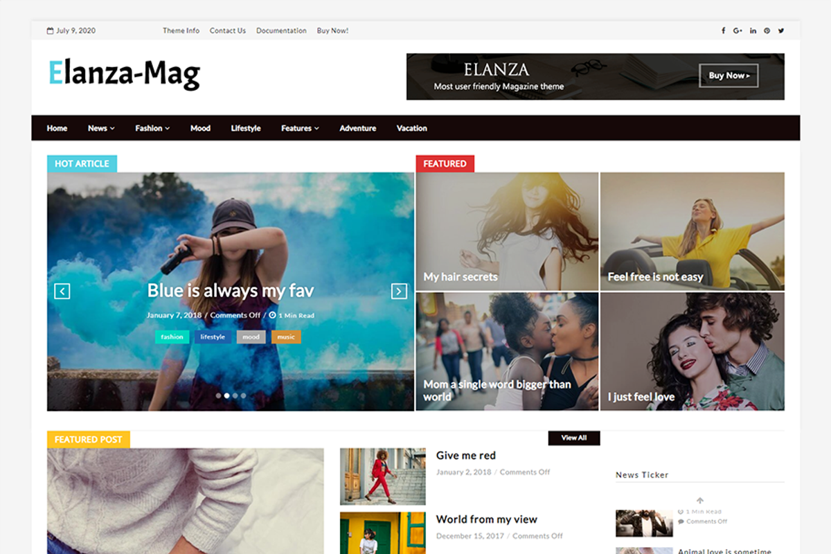 Elanza Pro - Magazine & Blog Theme, a WordPress Template by ThemeHunk (Photo 5 of 6)