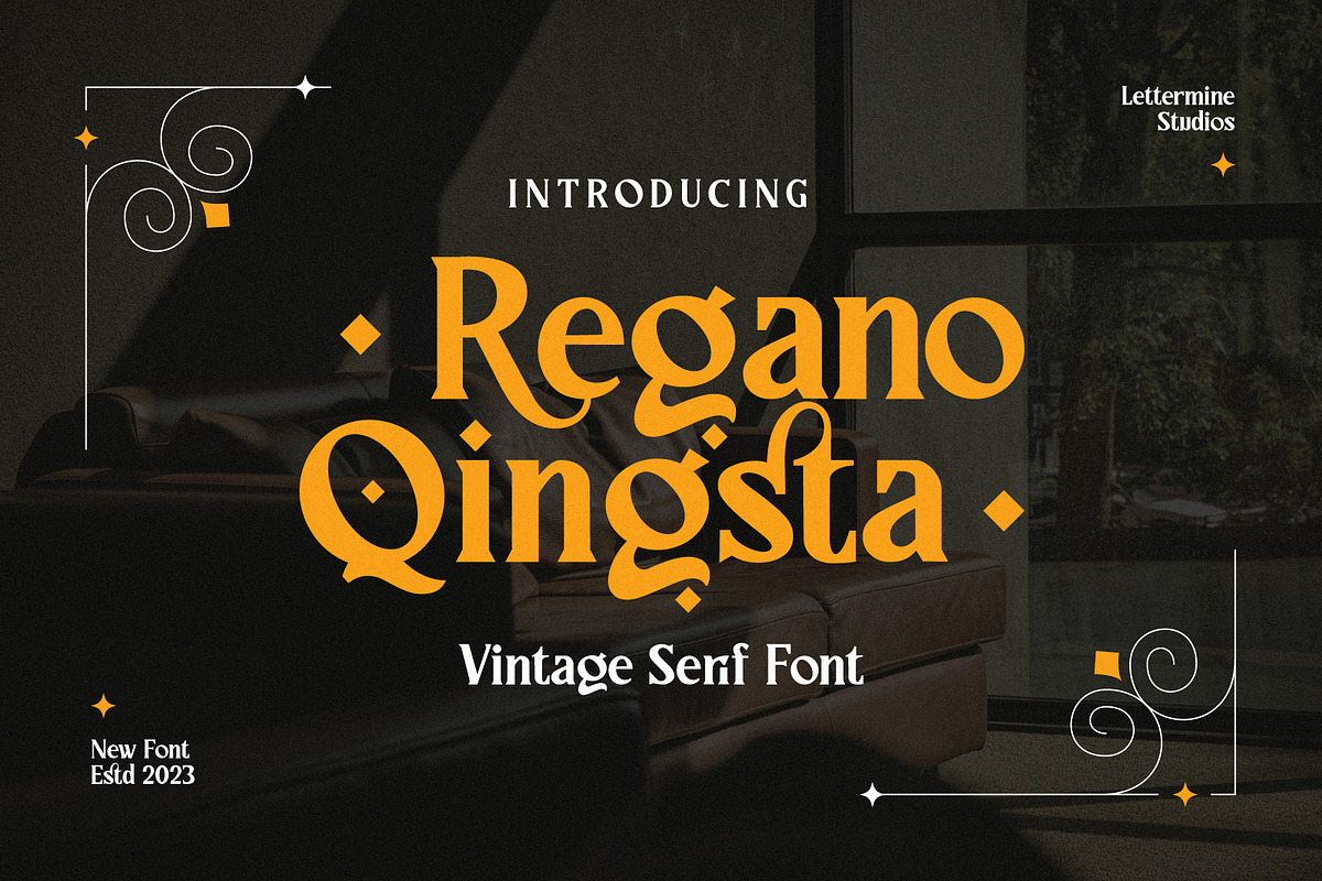 Regano Qingsta - Vintage Serif Font, a Serif Font by Lettermine (Photo 1 of 10)